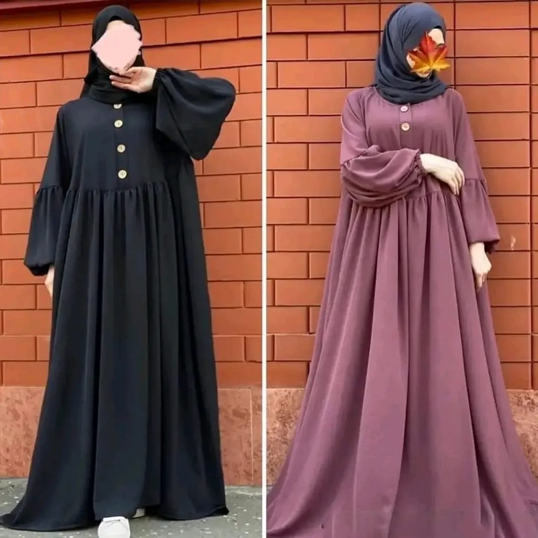 Wood Button Abaya